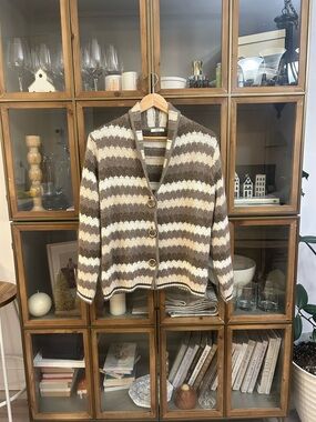Lucia Striped Wool Button-Up Sweater
